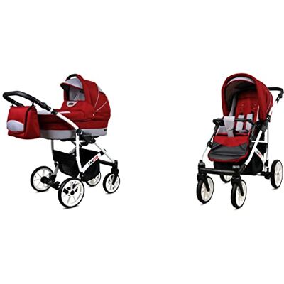 Babylux Largo Poussette Bébé 2en1 Profonde et Poussette Avec Accessoires Réglable et Pliable Construction en Aluminium Léger 2 Options de Montage Imperméable Chili Silver White Frame - Publicité Babylux Largo Poussette Bébé 2en1 Profonde et Poussette Avec Accessoires Réglable et Pliable Construction en Aluminium Léger 2 Options de Montage Imperméable Chili Silver White Frame - Publicité