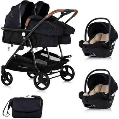 Mon Mobilier Design DUO SMART Poussette jumeaux ou enfants rapprochés largeur 79 cm Noir + 2 cosy i-Size noir - Publicité Mon Mobilier Design DUO SMART Poussette jumeaux ou enfants rapprochés largeur 79 cm Noir + 2 cosy i-Size noir - Publicité