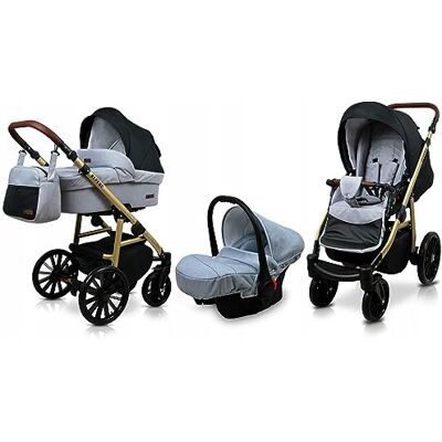 Babylux ® Enfant Poussette Combinée Set 3 en 1 Aspero incl. Nacelle, Canne, Siège de voiture Siège Auto Pliable avec Sac à langer, Habillage pluie, Moustiquaire etc. Publicité Babylux ® Enfant Poussette Combinée Set 3 en 1 Aspero incl. Nacelle, Canne, Siège de voiture Siège Auto Pliable avec Sac à langer, Habillage pluie, Moustiquaire etc. Publicité