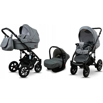 Babylux ® Enfant Poussette Combinée Set 3 en 1 Sky Lark incl. Nacelle, Canne, Siège de voiture Siège Auto Pliable avec Sac à langer, Habillage pluie, Moustiquaire etc. Publicité Babylux ® Enfant Poussette Combinée Set 3 en 1 Sky Lark incl. Nacelle, Canne, Siège de voiture Siège Auto Pliable avec Sac à langer, Habillage pluie, Moustiquaire etc. Publicité