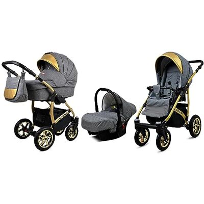 Babylux ® Enfant Poussette Combinée Set 3 en 1 Gold Lux incl. Nacelle - Publicité Babylux ® Enfant Poussette Combinée Set 3 en 1 Gold Lux incl. Nacelle - Publicité