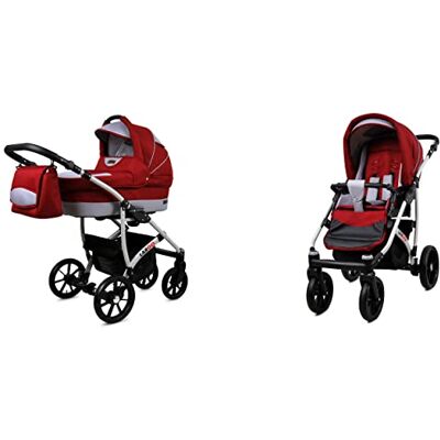 Babylux Largo Poussette Bébé 2en1 Profonde et Poussette Avec Accessoires Réglable et Pliable Construction en Aluminium Léger 2 Options de Montage Imperméable Chili Silver Silver Frame - Publicité Babylux Largo Poussette Bébé 2en1 Profonde et Poussette Avec Accessoires Réglable et Pliable Construction en Aluminium Léger 2 Options de Montage Imperméable Chili Silver Silver Frame - Publicité