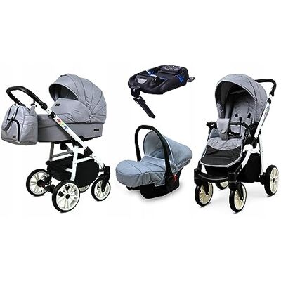 BabyLux - AIR 4in1 - Argent - Châssis Blanc - Poussette - Publicité BabyLux - AIR 4in1 - Argent - Châssis Blanc - Poussette - Publicité