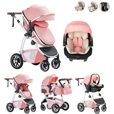 Kakbgee 3 en 1 Poussette Combinée, Poussettes Citadines Avec ECE R129 Siège Auto, Poignée Réglable en Hauteur Poussette Bébé, Châssis en Aluminium Haute vue Poussette pour Nouveau (22KG, 0-4Ans) - Publicité Kakbgee 3 en 1 Poussette Combinée, Poussettes Citadines Avec ECE R129 Siège Auto, Poignée Réglable en Hauteur Poussette Bébé, Châssis en Aluminium Haute vue Poussette pour Nouveau (22KG, 0-4Ans) - Publicité
