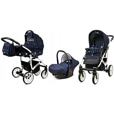 Babylux ® Enfant Poussette Combinée Set 3 en 1 Largo incl. Nacelle, Canne, Siège de voiture Siège Auto Pliable avec Sac à langer, Habillage pluie, Moustiquaire etc. Publicité Babylux ® Enfant Poussette Combinée Set 3 en 1 Largo incl. Nacelle, Canne, Siège de voiture Siège Auto Pliable avec Sac à langer, Habillage pluie, Moustiquaire etc. Publicité