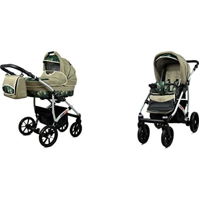 Babylux Largo Poussette Bébé 2en1 Profonde et Poussette Avec Accessoires Réglable et Pliable Construction en Aluminium Léger 2 Options de Montage Imperméable Fern Leaf Silver Frame - Publicité Babylux Largo Poussette Bébé 2en1 Profonde et Poussette Avec Accessoires Réglable et Pliable Construction en Aluminium Léger 2 Options de Montage Imperméable Fern Leaf Silver Frame - Publicité