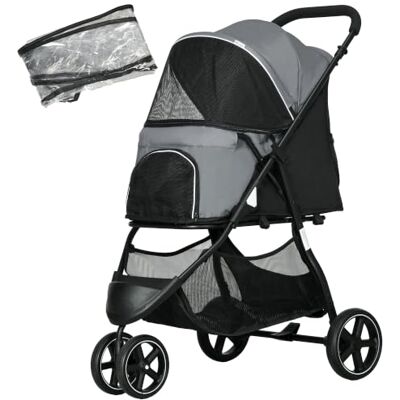PawHut Buggy pliable pour petit chien, 10 kg, gris Poussette chat, buggy, couvre-pluie, panier, fenêtres mesh, roues pivotantes 360° avec frein. Publicité PawHut Buggy pliable pour petit chien, 10 kg, gris Poussette chat, buggy, couvre-pluie, panier, fenêtres mesh, roues pivotantes 360° avec frein. Publicité