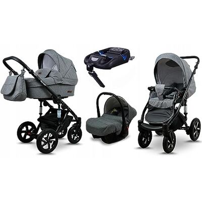 BabyLux - SKY LARK 4in1 - Gris - Cadre noir - Poussette - Publicité BabyLux - SKY LARK 4in1 - Gris - Cadre noir - Poussette - Publicité