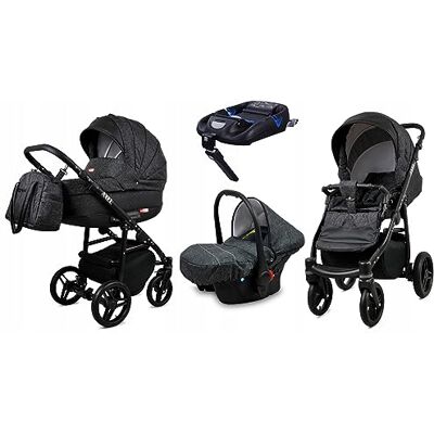 Babylux ® Enfant Poussette Combinée Set 4 en 1 Axel incl. Nacelle, Canne, Siège de voiture, ISOFIX Base Siège Auto Pliable avec Sac à langer, Habillage pluie etc. Publicité Babylux ® Enfant Poussette Combinée Set 4 en 1 Axel incl. Nacelle, Canne, Siège de voiture, ISOFIX Base Siège Auto Pliable avec Sac à langer, Habillage pluie etc. Publicité
