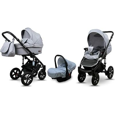 Babylux ® Enfant Poussette Combinée Set 3 en 1 Sky Lark incl. Nacelle, Canne, Siège de voiture Siège Auto Pliable avec Sac à langer, Habillage pluie, Moustiquaire etc. Publicité Babylux ® Enfant Poussette Combinée Set 3 en 1 Sky Lark incl. Nacelle, Canne, Siège de voiture Siège Auto Pliable avec Sac à langer, Habillage pluie, Moustiquaire etc. Publicité