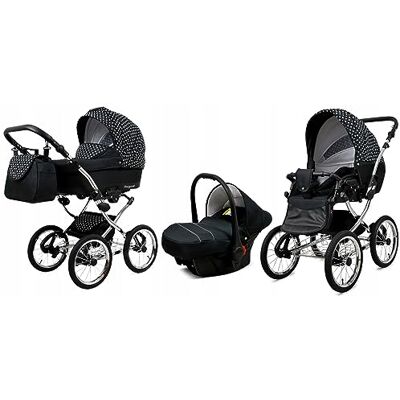 BabyLux - Margaret Exclusive 3-in-1 - Points blancs - Poussette - Publicité BabyLux - Margaret Exclusive 3-in-1 - Points blancs - Poussette - Publicité