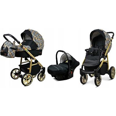 BabyLux - CLASSIC GOLD 3 Em 1 - Cadre Or - Ajustable Pliable - Poussette - Publicité BabyLux - CLASSIC GOLD 3 Em 1 - Cadre Or - Ajustable Pliable - Poussette - Publicité