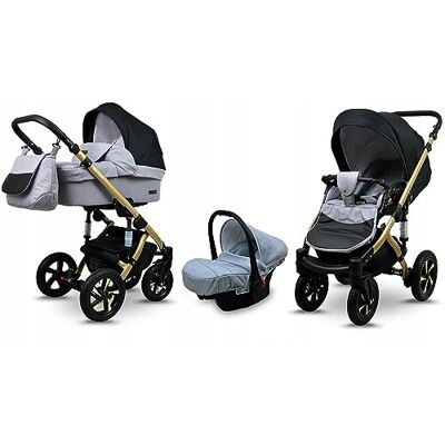 Babylux ® Enfant Poussette Combinée Set 3 en 1 Sky Lark incl. Nacelle, Canne, Siège de voiture Siège Auto Pliable avec Sac à langer, Habillage pluie, Moustiquaire etc. Publicité Babylux ® Enfant Poussette Combinée Set 3 en 1 Sky Lark incl. Nacelle, Canne, Siège de voiture Siège Auto Pliable avec Sac à langer, Habillage pluie, Moustiquaire etc. Publicité