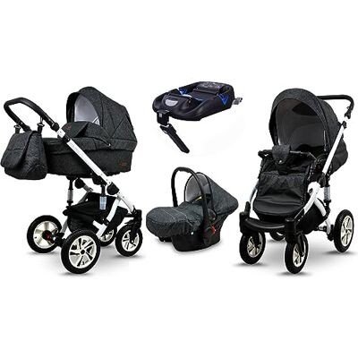 Babylux ® Enfant Poussette Combinée Set 4 en 1 Sky Lark incl. Nacelle, Canne, Siège de voiture, ISOFIX Base Siège Auto Pliable avec Sac à langer, Habillage pluie etc. Publicité Babylux ® Enfant Poussette Combinée Set 4 en 1 Sky Lark incl. Nacelle, Canne, Siège de voiture, ISOFIX Base Siège Auto Pliable avec Sac à langer, Habillage pluie etc. Publicité