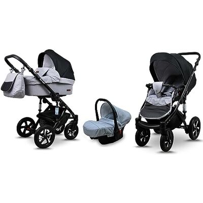 Babylux ® Enfant Poussette Combinée Set 3 en 1 Sky Lark incl. Nacelle, Canne, Siège de voiture Siège Auto Pliable avec Sac à langer, Habillage pluie, Moustiquaire etc. Publicité Babylux ® Enfant Poussette Combinée Set 3 en 1 Sky Lark incl. Nacelle, Canne, Siège de voiture Siège Auto Pliable avec Sac à langer, Habillage pluie, Moustiquaire etc. Publicité