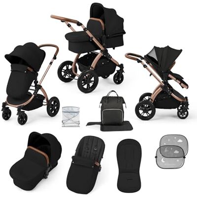 Ickle Bubba Stomp Luxe Poussette 9 pièces De la naissance à 22kg (env. 4 ans) Poussette pliable légère avec roues anti-crevaison Accessoires inclus (Minuit/Beige, Châssis en bronze) - Publicité Ickle Bubba Stomp Luxe Poussette 9 pièces De la naissance à 22kg (env. 4 ans) Poussette pliable légère avec roues anti-crevaison Accessoires inclus (Minuit/Beige, Châssis en bronze) - Publicité