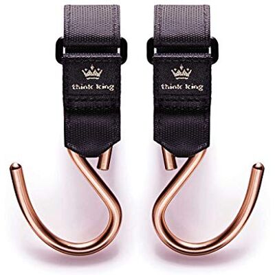Think King Mighty Buggy Hook Lot de 2 crochets de poussette en aluminium avec revêtement antidérapant - Publicité Think King Mighty Buggy Hook Lot de 2 crochets de poussette en aluminium avec revêtement antidérapant - Publicité