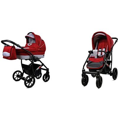 Babylux Largo Poussette Bébé 2en1 Profonde et Poussette Avec Accessoires Réglable et Pliable Construction en Aluminium Léger 2 Options de Montage Imperméable Chili Silver Black Frame - Publicité Babylux Largo Poussette Bébé 2en1 Profonde et Poussette Avec Accessoires Réglable et Pliable Construction en Aluminium Léger 2 Options de Montage Imperméable Chili Silver Black Frame - Publicité