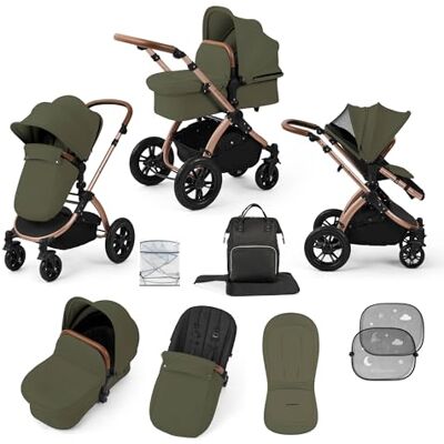 Ickle Bubba Stomp Luxe Poussette 9 pièces De la naissance à 22kg (env. 4 ans) Poussette pliable légère avec roues anti-crevaison et accessoires inclus (bois/beige, châssis en bronze) - Publicité Ickle Bubba Stomp Luxe Poussette 9 pièces De la naissance à 22kg (env. 4 ans) Poussette pliable légère avec roues anti-crevaison et accessoires inclus (bois/beige, châssis en bronze) - Publicité