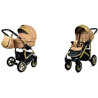 Babylux Gold Lux Poussette Bébé 2en1 Profonde et Poussette Avec Accessoires Réglable et Pliable Construction en Aluminium Léger 2 Options de Montage Imperméable Sand Pearl Gold Frame - Publicité Babylux Gold Lux Poussette Bébé 2en1 Profonde et Poussette Avec Accessoires Réglable et Pliable Construction en Aluminium Léger 2 Options de Montage Imperméable Sand Pearl Gold Frame - Publicité