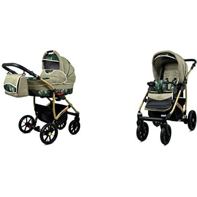 Babylux Largo Poussette Bébé 2en1 Profonde et Poussette Avec Accessoires Réglable et Pliable Construction en Aluminium Léger 2 Options de Montage Imperméable Fern Leaf Gold Frame - Publicité Babylux Largo Poussette Bébé 2en1 Profonde et Poussette Avec Accessoires Réglable et Pliable Construction en Aluminium Léger 2 Options de Montage Imperméable Fern Leaf Gold Frame - Publicité