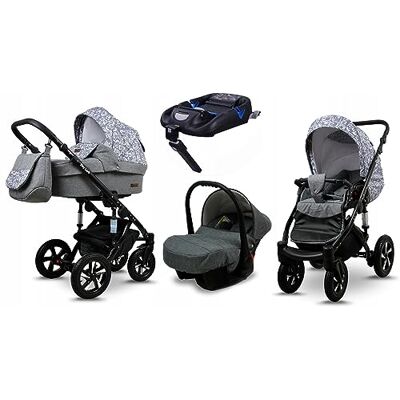 Babylux ® Enfant Poussette Combinée Set 4 en 1 Sky Lark incl. Nacelle, Canne, Siège de voiture, ISOFIX Base Siège Auto Pliable avec Sac à langer, Habillage pluie etc. Publicité Babylux ® Enfant Poussette Combinée Set 4 en 1 Sky Lark incl. Nacelle, Canne, Siège de voiture, ISOFIX Base Siège Auto Pliable avec Sac à langer, Habillage pluie etc. Publicité