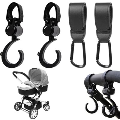 CUVZORA Lot de 4 crochets de poussette avec mousqueton, organiseur pour sac à langer et roue de course, accessoires pratiques pour ABC Baby, Bugaboo, Thule Chariot Cross 2 (noir) - Publicité CUVZORA Lot de 4 crochets de poussette avec mousqueton, organiseur pour sac à langer et roue de course, accessoires pratiques pour ABC Baby, Bugaboo, Thule Chariot Cross 2 (noir) - Publicité