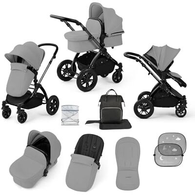 Ickle Bubba Stomp Luxe Poussette 9 pièces De la naissance à 22kg (env. 4 ans) Poussette pliable légère avec roues anti-crevaison Accessoires inclus (Gris perle/Noir, Châssis Noir) - Publicité Ickle Bubba Stomp Luxe Poussette 9 pièces De la naissance à 22kg (env. 4 ans) Poussette pliable légère avec roues anti-crevaison Accessoires inclus (Gris perle/Noir, Châssis Noir) - Publicité