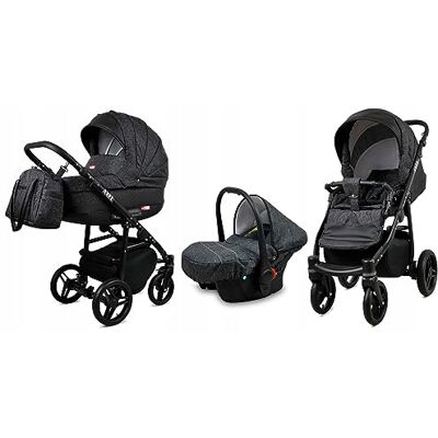 Babylux ® Enfant Poussette Combinée Set 3 en 1 Axel incl. Nacelle, Canne, Siège de voiture Siège Auto Pliable avec Sac à langer, Habillage pluie, Moustiquaire etc. Publicité Babylux ® Enfant Poussette Combinée Set 3 en 1 Axel incl. Nacelle, Canne, Siège de voiture Siège Auto Pliable avec Sac à langer, Habillage pluie, Moustiquaire etc. Publicité