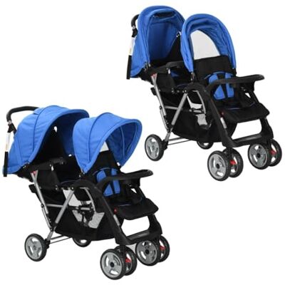 vidaXL Poussette à Deux Places Acier Bleu et Noir Landau d'Enfant Bébé - Publicité vidaXL Poussette à Deux Places Acier Bleu et Noir Landau d'Enfant Bébé - Publicité