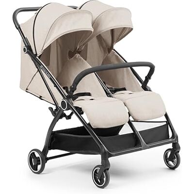 Ickle Bubba Aries Poussette double auto-pliable (pierre) – Poussette jumelle fine et légère de 10,5 kg, pliage automatique à une main, sièges réglables, pare-soleil ventilés, housse de pluie incluse - Publicité Ickle Bubba Aries Poussette double auto-pliable (pierre) – Poussette jumelle fine et légère de 10,5 kg, pliage automatique à une main, sièges réglables, pare-soleil ventilés, housse de pluie incluse - Publicité