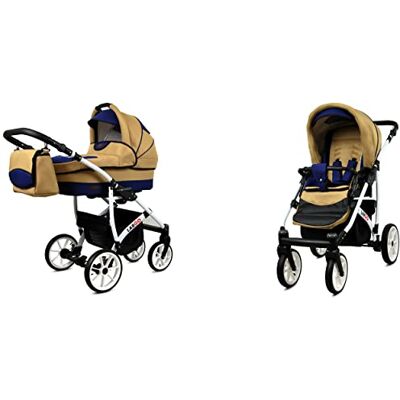 Babylux Largo Poussette Bébé 2en1 Profonde et Poussette Avec Accessoires Réglable et Pliable Construction en Aluminium Léger 2 Options de Montage Imperméable Coffe Sailor Blue White Frame - Publicité Babylux Largo Poussette Bébé 2en1 Profonde et Poussette Avec Accessoires Réglable et Pliable Construction en Aluminium Léger 2 Options de Montage Imperméable Coffe Sailor Blue White Frame - Publicité
