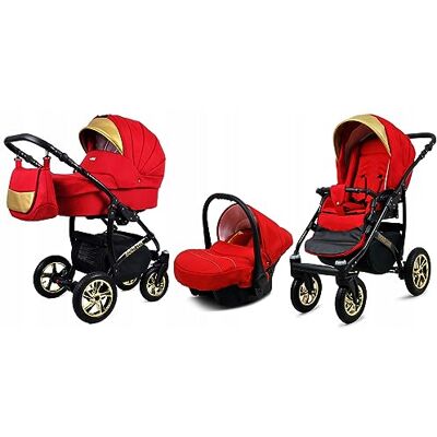Babylux ® Enfant Poussette Combinée Set 3 en 1 Gold Lux incl. Nacelle - Publicité Babylux ® Enfant Poussette Combinée Set 3 en 1 Gold Lux incl. Nacelle - Publicité