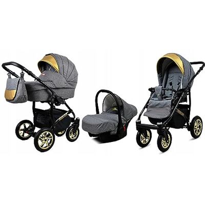 Babylux ® Enfant Poussette Combinée Set 3 en 1 Gold Lux incl. Nacelle - Publicité Babylux ® Enfant Poussette Combinée Set 3 en 1 Gold Lux incl. Nacelle - Publicité