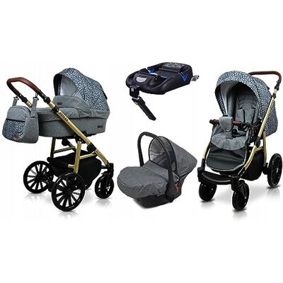 Babylux ® Enfant Poussette Combinée Set 4 en 1 Aspero incl. Nacelle, Canne, Siège de voiture, ISOFIX Base Siège Auto Pliable avec Sac à langer, Habillage pluie etc. Publicité Babylux ® Enfant Poussette Combinée Set 4 en 1 Aspero incl. Nacelle, Canne, Siège de voiture, ISOFIX Base Siège Auto Pliable avec Sac à langer, Habillage pluie etc. Publicité