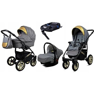 Babylux ® Enfant Poussette Combinée Set 4 en 1 Gold Lux incl. Nacelle - Publicité Babylux ® Enfant Poussette Combinée Set 4 en 1 Gold Lux incl. Nacelle - Publicité