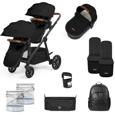 Ickle Bubba Virgo Twin Système de voyage 11 pièces – Convient dès la naissance, poussette tandem avec nacelle, chancelière et accessoires (noir) - Publicité Ickle Bubba Virgo Twin Système de voyage 11 pièces – Convient dès la naissance, poussette tandem avec nacelle, chancelière et accessoires (noir) - Publicité