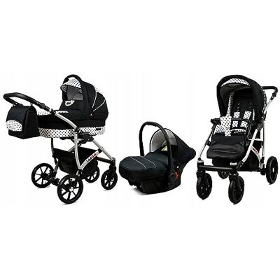 Babylux ® Enfant Poussette Combinée Set 3 en 1 Largo incl. Nacelle, Canne, Siège de voiture Siège Auto Pliable avec Sac à langer, Habillage pluie, Moustiquaire etc. Publicité Babylux ® Enfant Poussette Combinée Set 3 en 1 Largo incl. Nacelle, Canne, Siège de voiture Siège Auto Pliable avec Sac à langer, Habillage pluie, Moustiquaire etc. Publicité