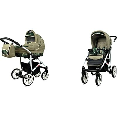 Babylux Largo Poussette Bébé 2en1 Profonde et Poussette Avec Accessoires Réglable et Pliable Construction en Aluminium Léger 2 Options de Montage Imperméable Fern Leaf White Frame - Publicité Babylux Largo Poussette Bébé 2en1 Profonde et Poussette Avec Accessoires Réglable et Pliable Construction en Aluminium Léger 2 Options de Montage Imperméable Fern Leaf White Frame - Publicité