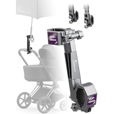 JICACLICK Porte Parapluie Universel Poussette Fauteuil Roulant Vélo Support Réglable Ombrelle Parapluie Mains Libres Compatible Chariot Golf Trottinette Breveté Fabriqué en Espagne (XXL Tubes de 39-46 mm) - Publicité JICACLICK Porte Parapluie Universel Poussette Fauteuil Roulant Vélo Support Réglable Ombrelle Parapluie Mains Libres Compatible Chariot Golf Trottinette Breveté Fabriqué en Espagne (XXL Tubes de 39-46 mm) - Publicité