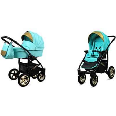 Babylux Gold Lux Poussette Bébé 2en1 Profonde et Poussette Avec Accessoires Réglable et Pliable Construction en Aluminium Léger 2 Options de Montage Imperméable Mint Black Frame - Publicité Babylux Gold Lux Poussette Bébé 2en1 Profonde et Poussette Avec Accessoires Réglable et Pliable Construction en Aluminium Léger 2 Options de Montage Imperméable Mint Black Frame - Publicité