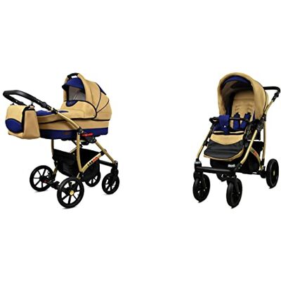 Babylux Largo Poussette Bébé 2en1 Profonde et Poussette Avec Accessoires Réglable et Pliable Construction en Aluminium Léger 2 Options de Montage Imperméable Coffe Sailor Blue Gold Frame - Publicité Babylux Largo Poussette Bébé 2en1 Profonde et Poussette Avec Accessoires Réglable et Pliable Construction en Aluminium Léger 2 Options de Montage Imperméable Coffe Sailor Blue Gold Frame - Publicité