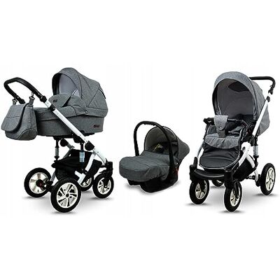 Babylux ® Enfant Poussette Combinée Set 3 en 1 Sky Lark incl. Nacelle, Canne, Siège de voiture Siège Auto Pliable avec Sac à langer, Habillage pluie, Moustiquaire etc. Publicité Babylux ® Enfant Poussette Combinée Set 3 en 1 Sky Lark incl. Nacelle, Canne, Siège de voiture Siège Auto Pliable avec Sac à langer, Habillage pluie, Moustiquaire etc. Publicité