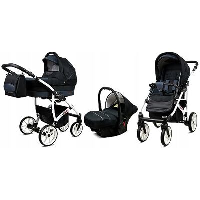 Babylux ® Enfant Poussette Combinée Set 3 en 1 Largo incl. Nacelle, Canne, Siège de voiture Siège Auto Pliable avec Sac à langer, Habillage pluie, Moustiquaire etc. Publicité Babylux ® Enfant Poussette Combinée Set 3 en 1 Largo incl. Nacelle, Canne, Siège de voiture Siège Auto Pliable avec Sac à langer, Habillage pluie, Moustiquaire etc. Publicité