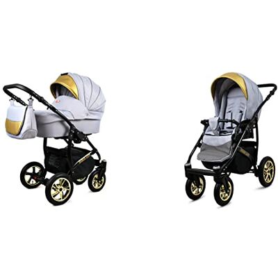Babylux Gold Lux Poussette Bébé 2en1 Profonde et Poussette Avec Accessoires Réglable et Pliable Construction en Aluminium Léger 2 Options de Montage Imperméable Silver Black Frame - Publicité Babylux Gold Lux Poussette Bébé 2en1 Profonde et Poussette Avec Accessoires Réglable et Pliable Construction en Aluminium Léger 2 Options de Montage Imperméable Silver Black Frame - Publicité