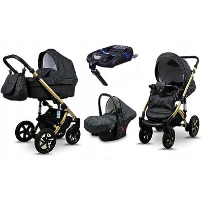 Babylux ® Enfant Poussette Combinée Set 4 en 1 Sky Lark incl. Nacelle, Canne, Siège de voiture, ISOFIX Base Siège Auto Pliable avec Sac à langer, Habillage pluie etc. Publicité Babylux ® Enfant Poussette Combinée Set 4 en 1 Sky Lark incl. Nacelle, Canne, Siège de voiture, ISOFIX Base Siège Auto Pliable avec Sac à langer, Habillage pluie etc. Publicité