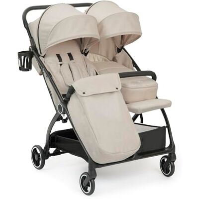 Ickle Bubba Aries Double Prime Poussette à pliage automatique (pierre) – Poussette double légère de 10,5 kg, pliable à une main, sièges réglables, housse de pluie, repose-pieds, porte-gobelet et - Publicité Ickle Bubba Aries Double Prime Poussette à pliage automatique (pierre) – Poussette double légère de 10,5 kg, pliable à une main, sièges réglables, housse de pluie, repose-pieds, porte-gobelet et - Publicité