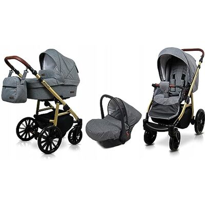 Babylux ® Enfant Poussette Combinée Set 3 en 1 Aspero incl. Nacelle, Canne, Siège de voiture Siège Auto Pliable avec Sac à langer, Habillage pluie, Moustiquaire etc. Publicité Babylux ® Enfant Poussette Combinée Set 3 en 1 Aspero incl. Nacelle, Canne, Siège de voiture Siège Auto Pliable avec Sac à langer, Habillage pluie, Moustiquaire etc. Publicité
