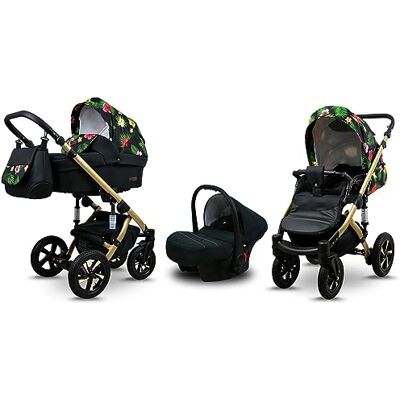 Babylux ® Enfant Poussette Combinée Set 3 en 1 Sky Lark incl. Nacelle, Canne, Siège de voiture Siège Auto Pliable avec Sac à langer, Habillage pluie, Moustiquaire etc. Publicité Babylux ® Enfant Poussette Combinée Set 3 en 1 Sky Lark incl. Nacelle, Canne, Siège de voiture Siège Auto Pliable avec Sac à langer, Habillage pluie, Moustiquaire etc. Publicité