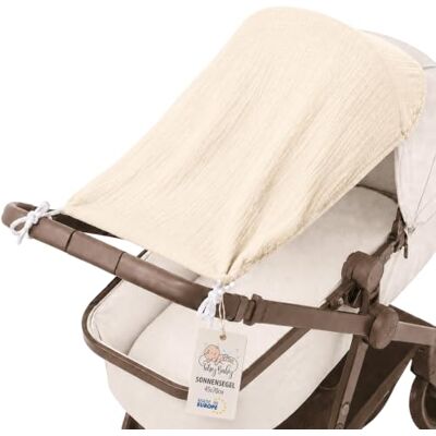 Totsy Baby Ombrelle poussette 70 x 45 cm pare soleil anti UV bébé mousseline tissu protecteur pour landau petit ombre pliable compact réglable voyage fabriqué dans l'UE Beige clair - Publicité Totsy Baby Ombrelle poussette 70 x 45 cm pare soleil anti UV bébé mousseline tissu protecteur pour landau petit ombre pliable compact réglable voyage fabriqué dans l'UE Beige clair - Publicité
